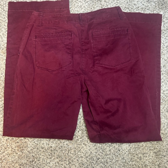 St. John's Bay Deep Red Flare Pants - Picture 4 of 5